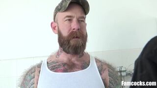 Muscular Stud Makes Young FamilyDick Suck His Cock In The Bathroom