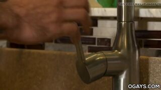 Homo mature men fuck in the kitchen