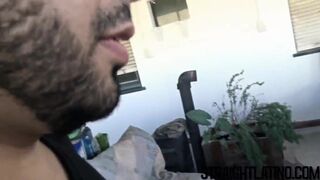Colombian straight stud cums on face of spitroasted bitch