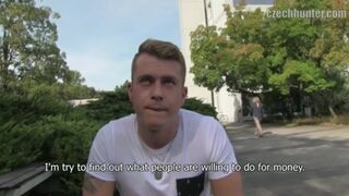 CZECH HUNTER 376 - Handsome Hunk Rides A Cock Raw On A Wooden Bench