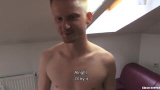 Tall Blond Guy Needs Some Extra Cash, So He Takes The Offer To Stuff A Cock In His Mouth Get Paid - BigStr