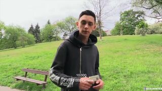 CZECH HUNTER 424 - Twink Enjoying A Smoke By The Park Gets A Massive Cock Raw