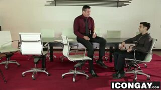 Andy pulls out Nicks thick cock and puts it in his mouth