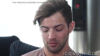 Young jock Casey Everett sliding on big stepdaddy cock