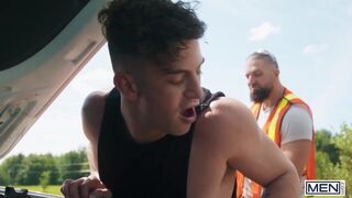 MEN - Trevor Brooks Pretends To Have A Car Trouble Then Stops In Front Of Chuck Conrad And Bends Over To Be Noticed