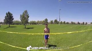 Pov Two guys fuck after badminton park fun