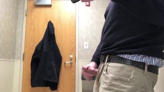 Public bathroom jerk-off and cum
