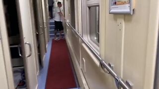 Gave a Blowjob in the Train Toile to a Stranger and Took Cum in His Mouth