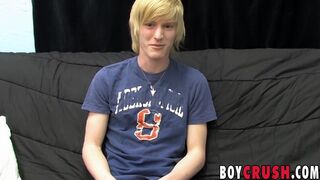 Barely legal twink is eager to stroke his dick on the castin