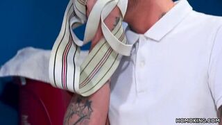 Coach catches his player masturbating in the locker room