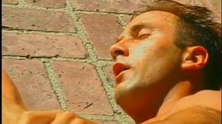 Bottom gets his tight ass fucked next to poolside