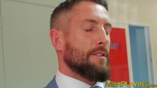 Handsome businessmen analdrilling after sloppy cocksucking