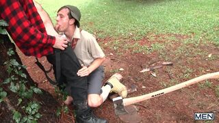 Twink; - Jimmy Fanz Is Cutting Woods Then Zac Stevens Shows Up To Get His Wood In His Asshole