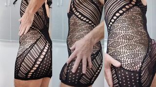 CD Displays and Teases in Black Lingerie