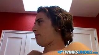 Young Joey Steels rubs his dick over his sexy undies