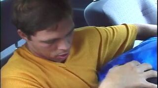 Two Horny Twinks Suck Their Hairy Cocks in the Car and Pound Their Tight Assholes Outside