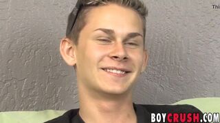 Shy twink lubes up cock for hot jerk off