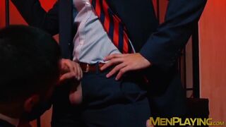 Executive makes out with partner before hammering his ass