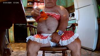 Dressed up using my cum again to shoot another big load