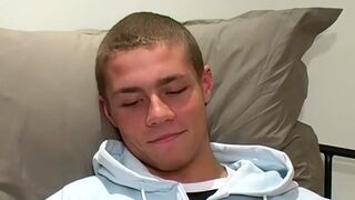 British twink Antony solo masturbates and jizzes