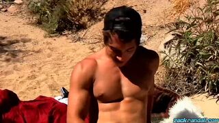 Athletic gorgeous jock Jizzy McBone masturbates and cums