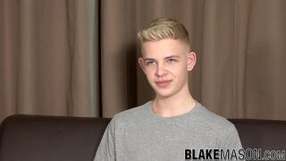 Twink blond Alex Silvers interview and masturbation cumshot