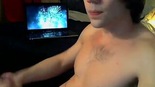 Lusty cock sucker Zack Randall plays pocket pool solo