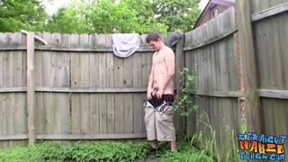 Handsome straight thug Lex Lane masturbates solo outdoor