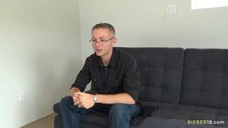 Bored student jerks off his dick for you