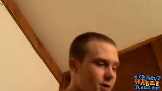 Thug with a tattoo demonstrates his masturbation technique