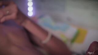 Hot Big Dick Latino Magic C Jerks with Spit, Cums Inside a Cup and Lets It Drip Into His Mouth to Swallow His Own Cum