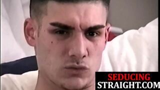 Athletic straighty tugs before blown by DILF