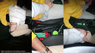 Cruising I found a cute young student on the road I offered him a ride and fucked him in my car in public anal creampie