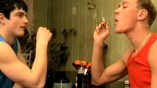Young homo smokers passionately bareback until cumming