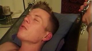 Guy rocks cock in his ass while's on the swing