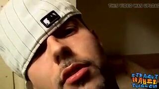 Thug uses fleshlight on his thick dick after fingering it