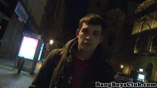 Rimmed twink fucks mature ass raw in bathroom