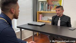 Dominant boss foot licked and worshipped by young employee