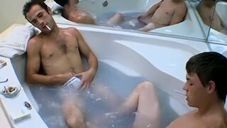 Jeremiah Johnson smokes and wanks with Cody in bathtub