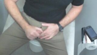 Jerking off in the public toilet at work