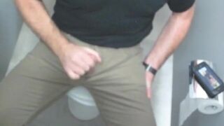 Jerking off in the public toilet at work