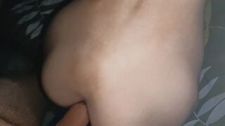 My young asshole is cumming from daddy's huge cock!