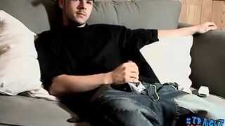 Jock thug masturbates his dick before cumming in his mouth