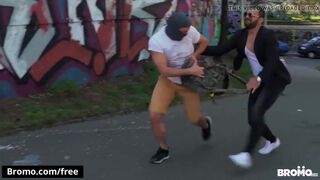 Three horny guys had a hardcore bareback sex - StepBro