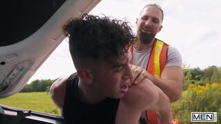 MEN - Trevor Brooks Rides Chuck Conrad's Huge Dick In His Car And Waits For His To Cum On His Face