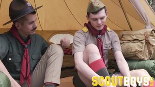 gets hot load on chest and stomach from Scoutmaster