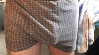 Unzip soft thick dick to masturbate and show off