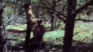 Hot dude in a cowboy hat drills his friend's asshole outside in the woods