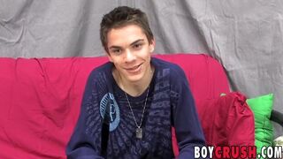 Twink Thomas Cooper strokes dick after getting interviewed