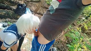 Femboy sucks Fox in public